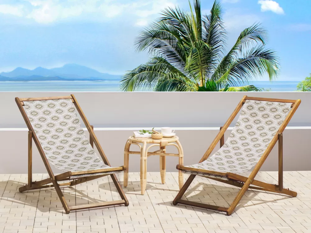 Tessuto di Ricambio Elegante per Sdraio da Esterno - Design Astratto Beige, 2 Pezzi (Compatibile con Modelli Anzio e Avellino) - Beliani Collection