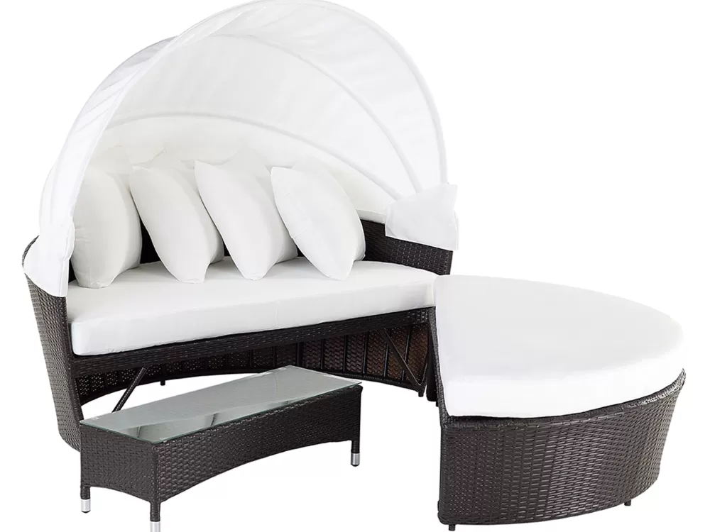 Beliani Tavolo da Pranzo in Legno Massello Marrone Scuro - Design Moderno con Struttura Solida - Ideale per Soggiorno o Veranda - Offerta Imperdibile