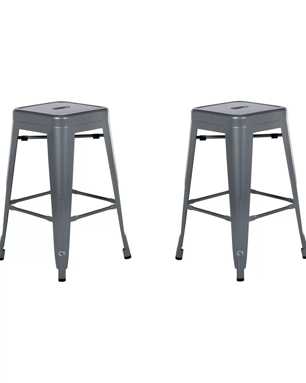 2 Sedie Alte per Bar in Acciaio Grigio - Set da 60 cm Beliani Cabrillo, Design Moderno per Interni ed Esterni