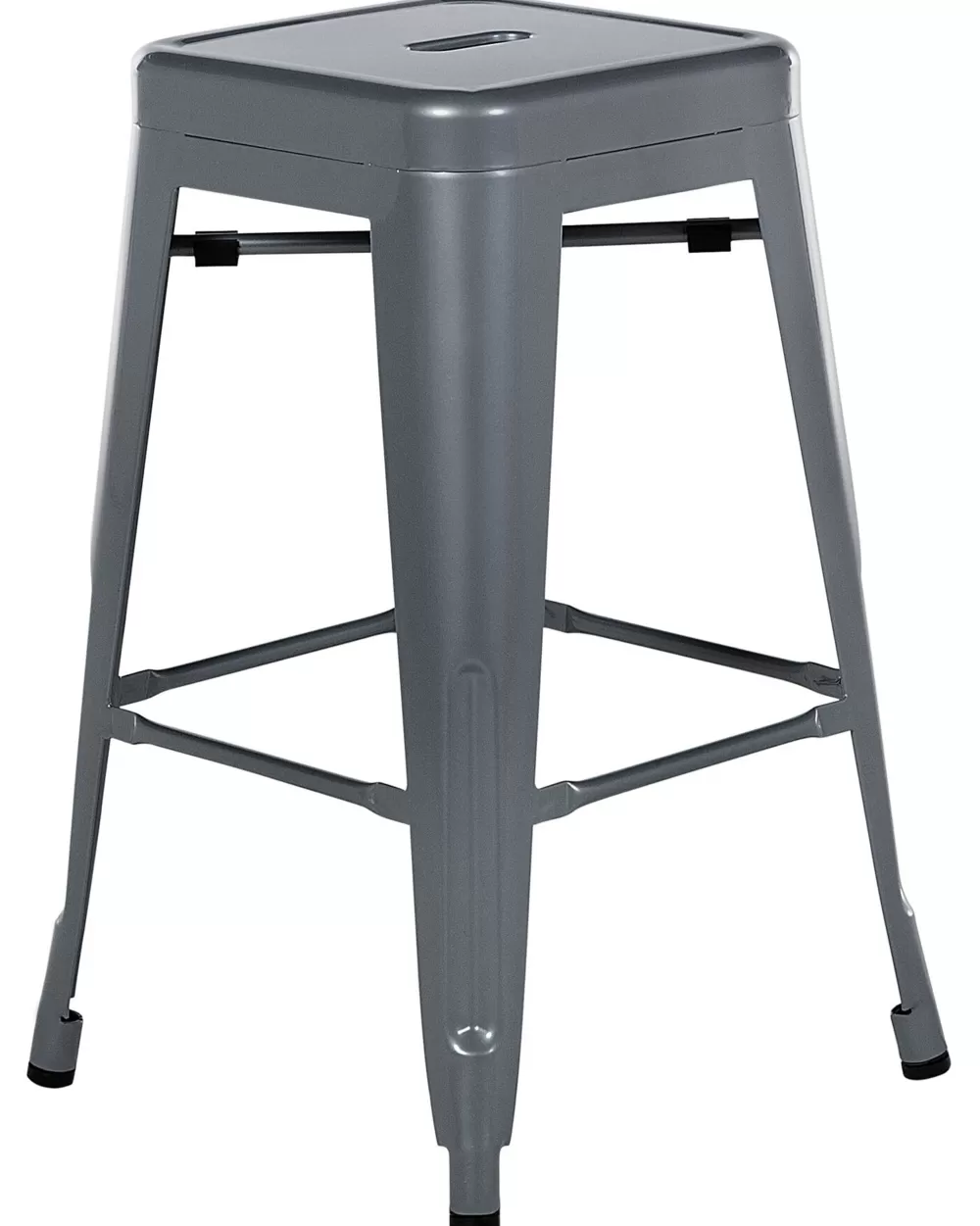 2 Sedie Alte per Bar in Acciaio Grigio - Set da 60 cm Beliani Cabrillo, Design Moderno per Interni ed Esterni
