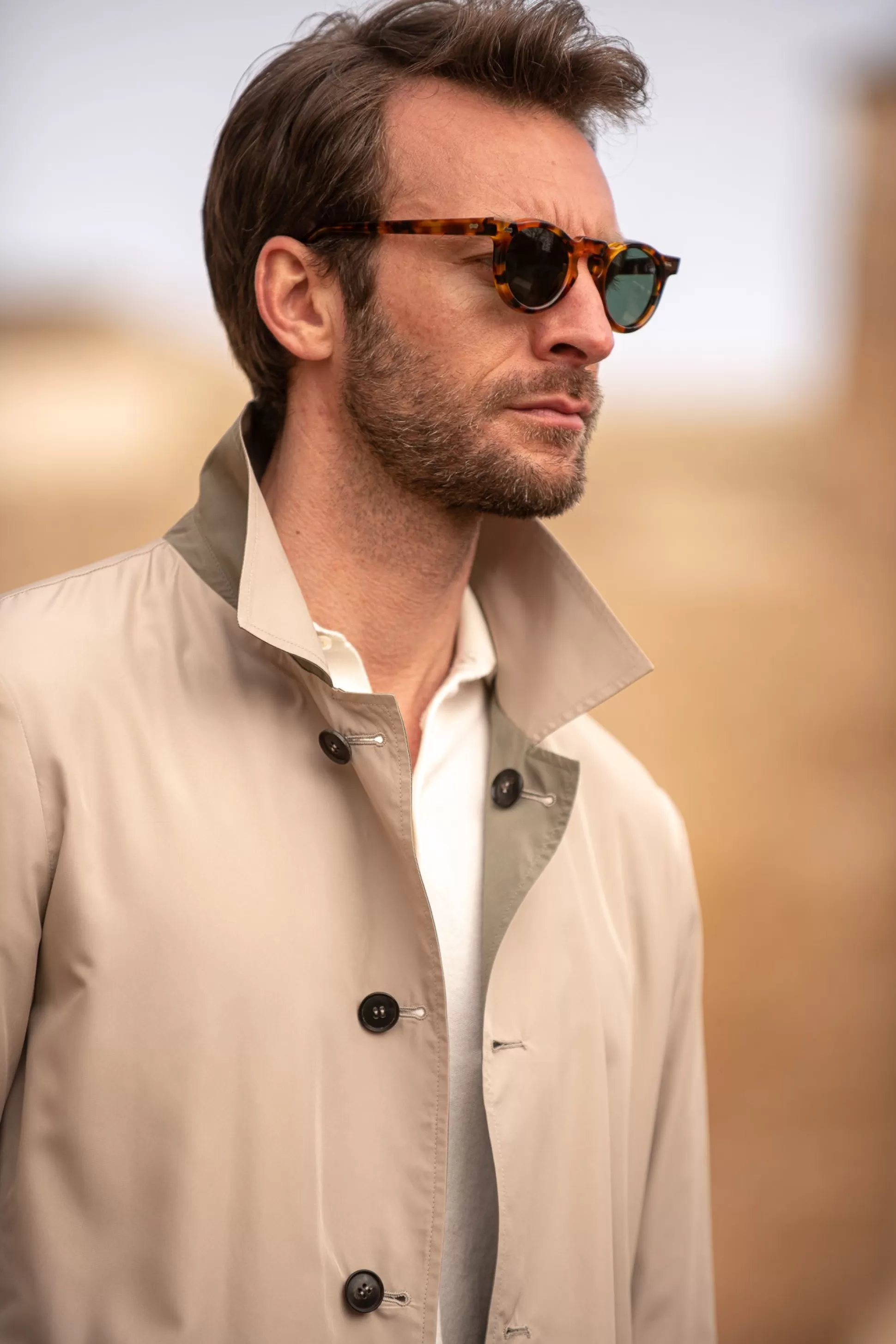 Impermeabile Reversibile Doppio Fronte Beige/Verde - Artigianato Italiano | Pini Parma, Eleganza Senza Sprechi