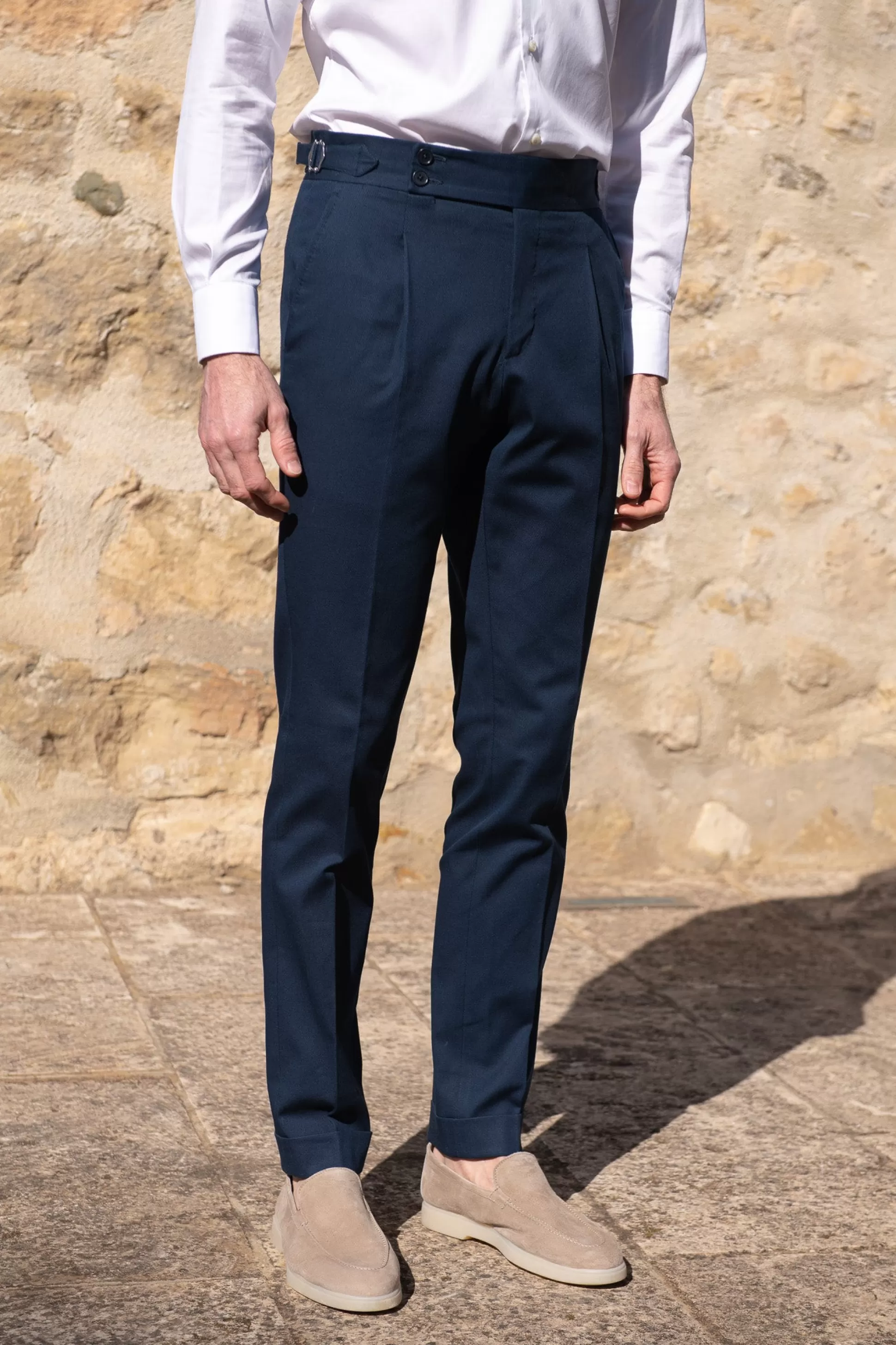 Pantaloni Classici in Cotone Blu 