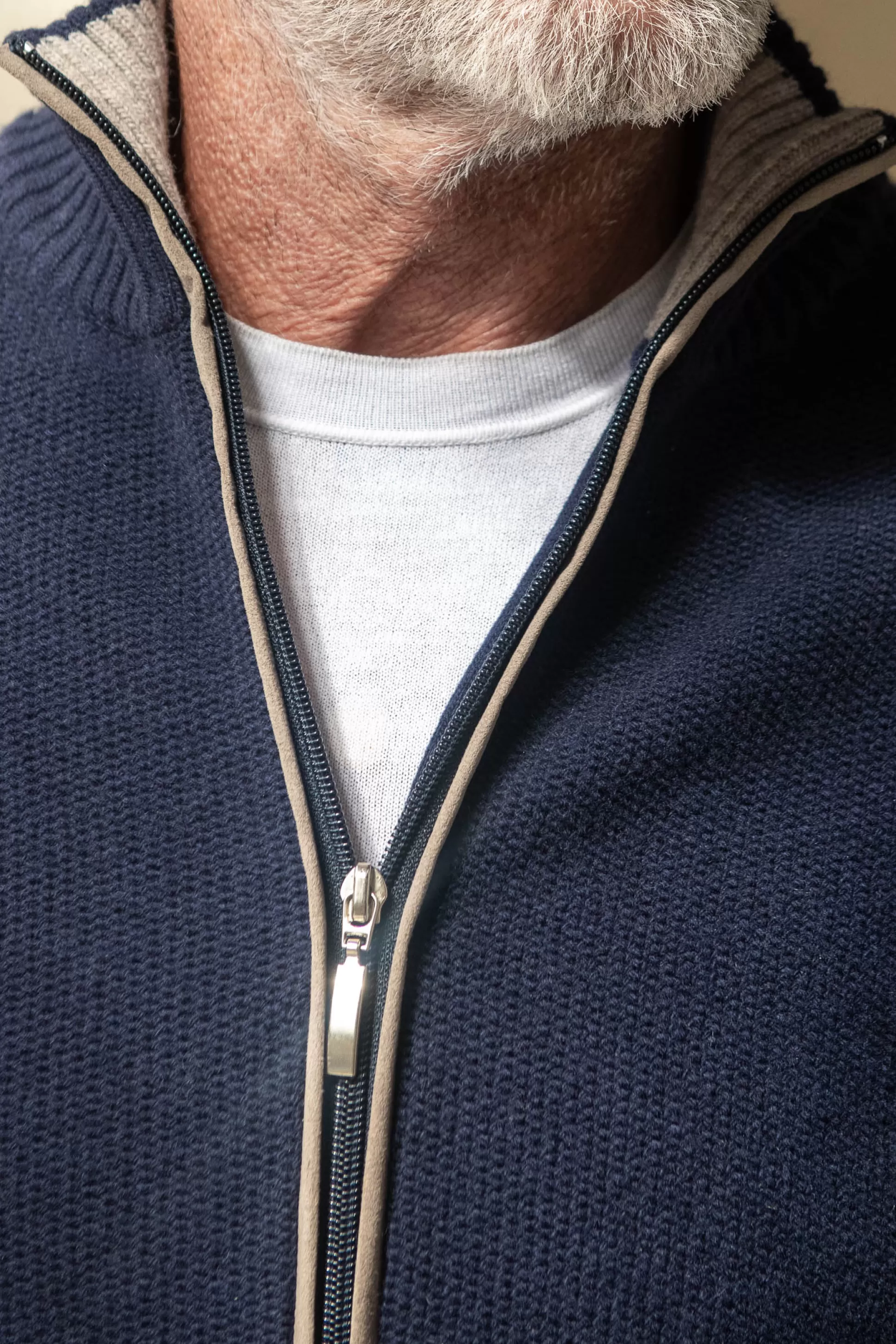 Pini Parma Outlet: Maglione con Motivo Esagonale in Misto Cashmere - Zip Completa Confezionato a Mano in Italia | Ultimi Pezzi Disponibili