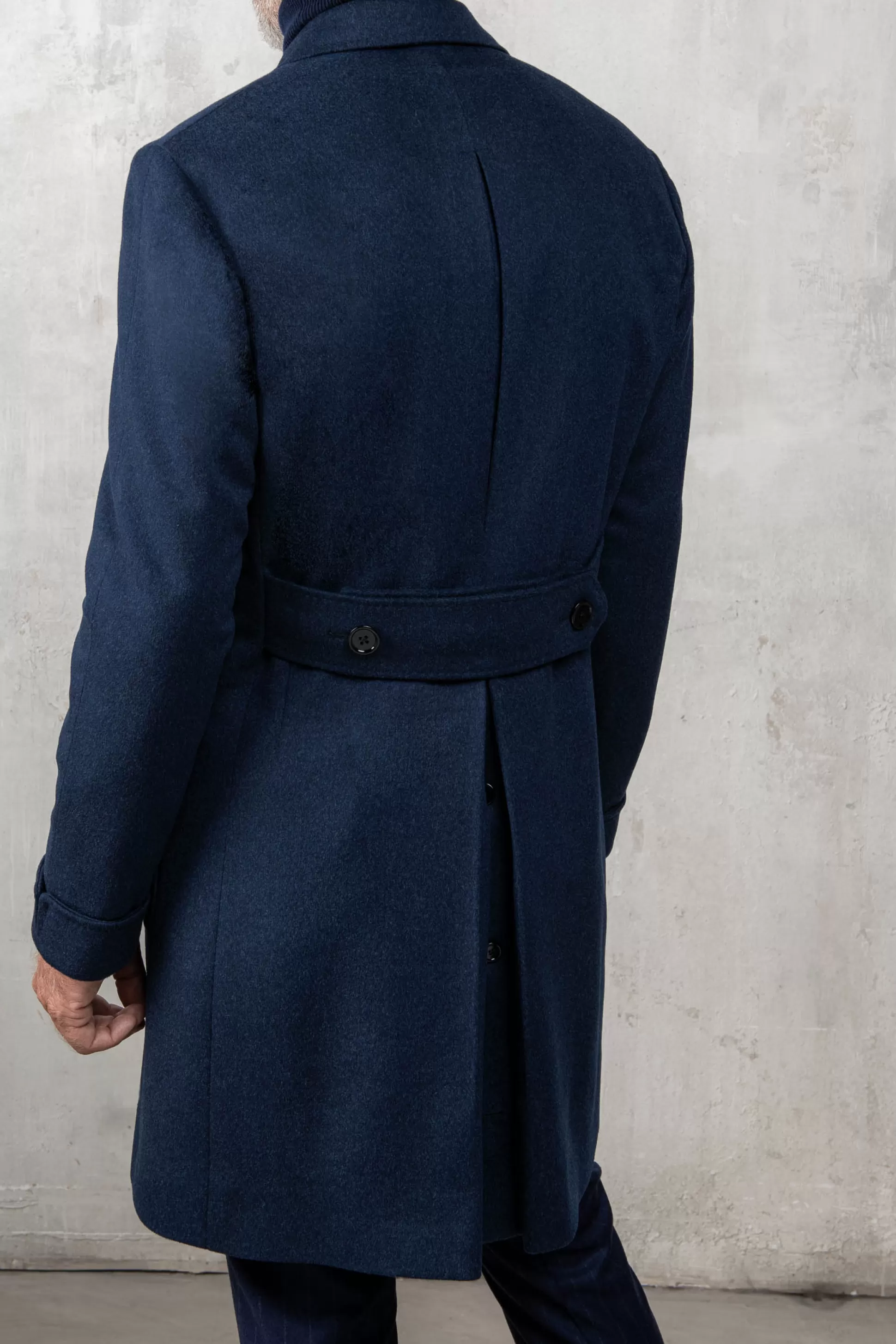 Pini Parma: Cappotto Sportivo in Lana Loro Piana Blu Marino - Prodotto Artigianalmente in Italia | Offerta Limitata