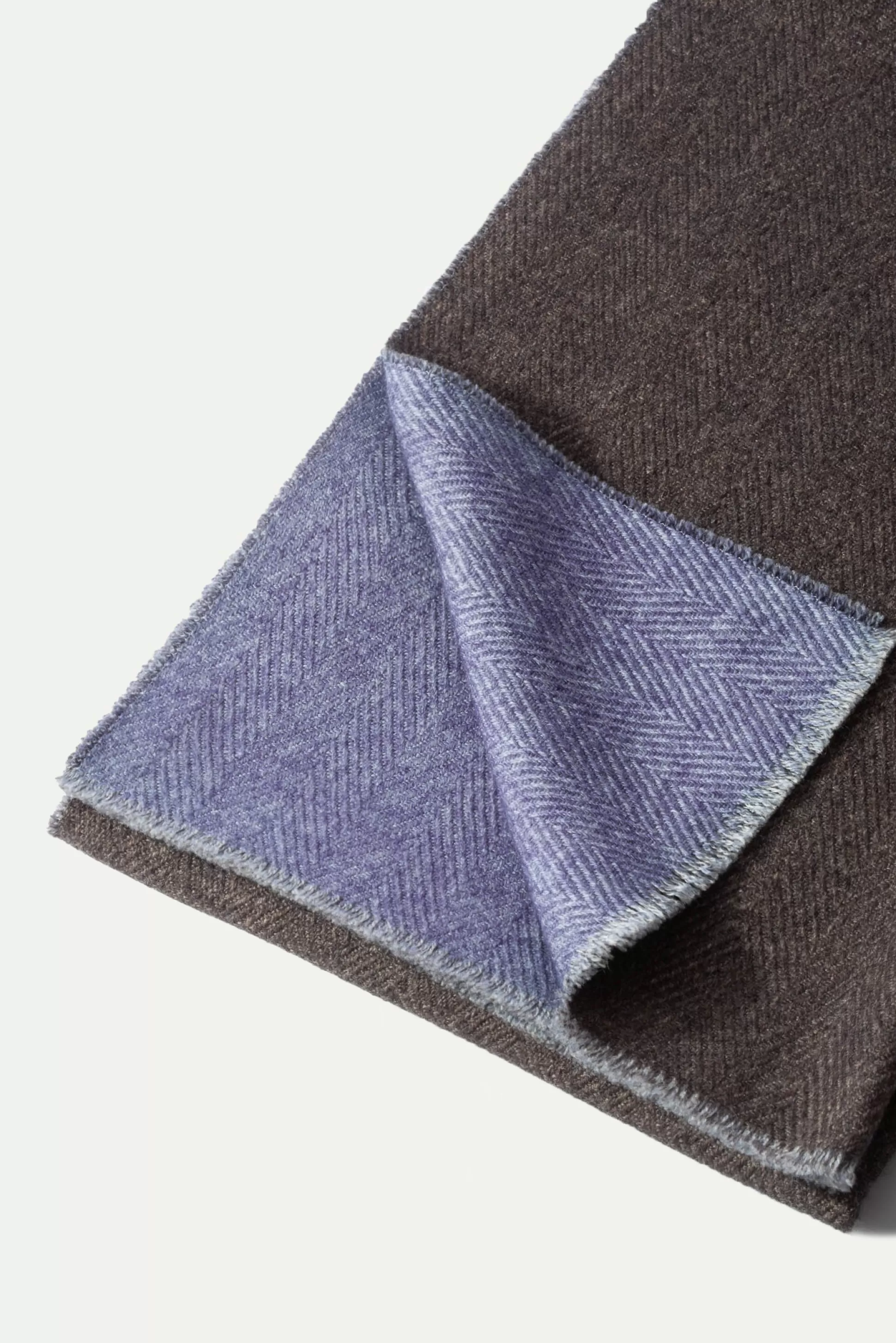 Sciarpa reversibile doppio lato spina di pesce - Bronzo naturale e azzurro cielo, lavorazione artigianale italiana | Edizione speciale autunnale Pini Parma