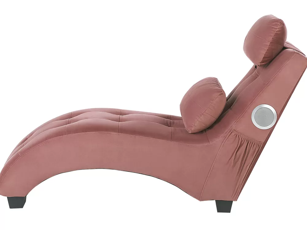 Divano Beliani Simorre con Altoparlante Bluetooth e Porta USB Integrati - Rivestimento in Velluto Rosa Chiaro per un Salotto Accogliente