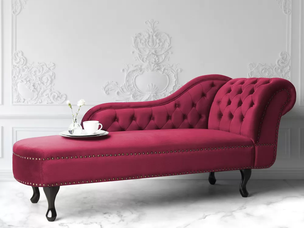 Beliani Divano in Velluto Modulare, Rosso Borgogna - Design Moderno e Confortevole