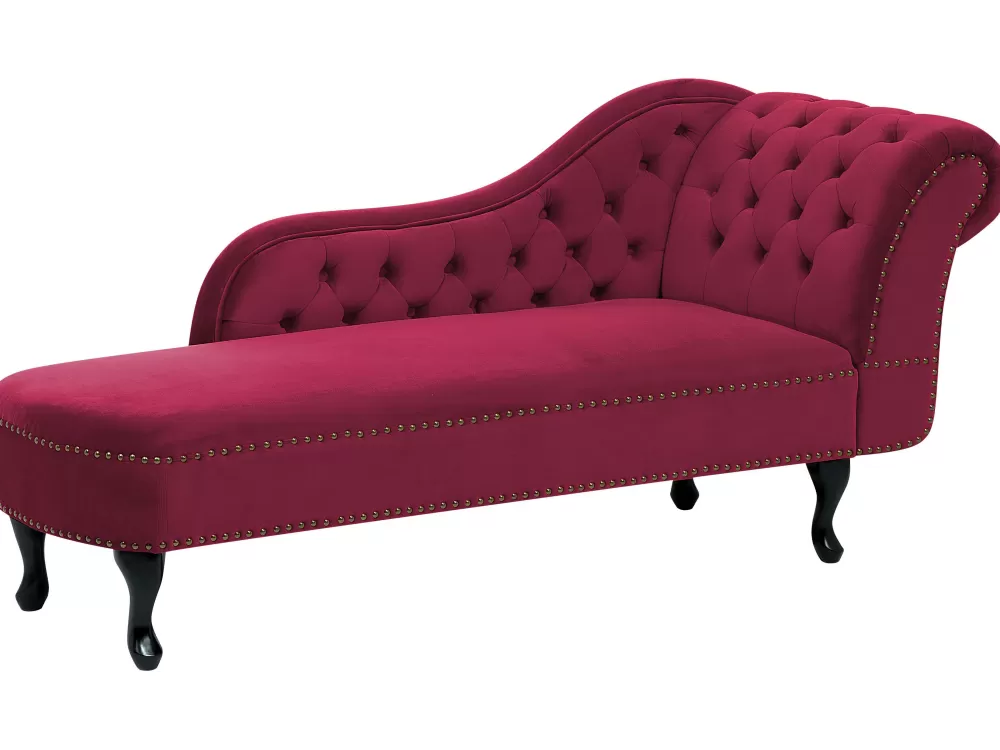 Beliani Divano in Velluto Modulare, Rosso Borgogna - Design Moderno e Confortevole