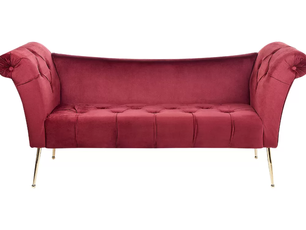 Divano Elegante in Velluto Rosso Borgogna - Modello Nantilly | Promozione Esclusiva Beliani