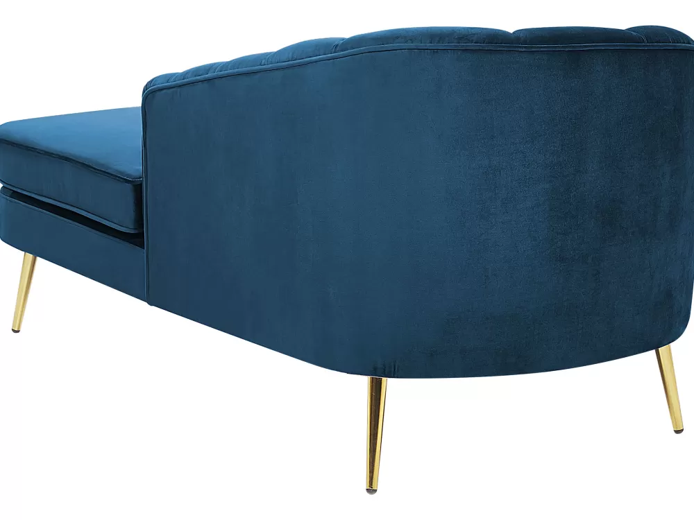 Divano Beliani in Velluto Confortevole, Lato Sinistro Regolabile - Design Moderno Blu Navy della Collezione Allier