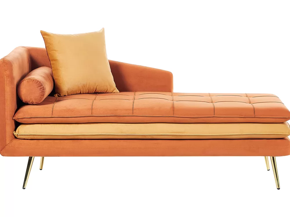 Divano angolare sinistro in velluto Beliani - Tonalità arancione Gonesse, comfort premium a prezzo accessibile