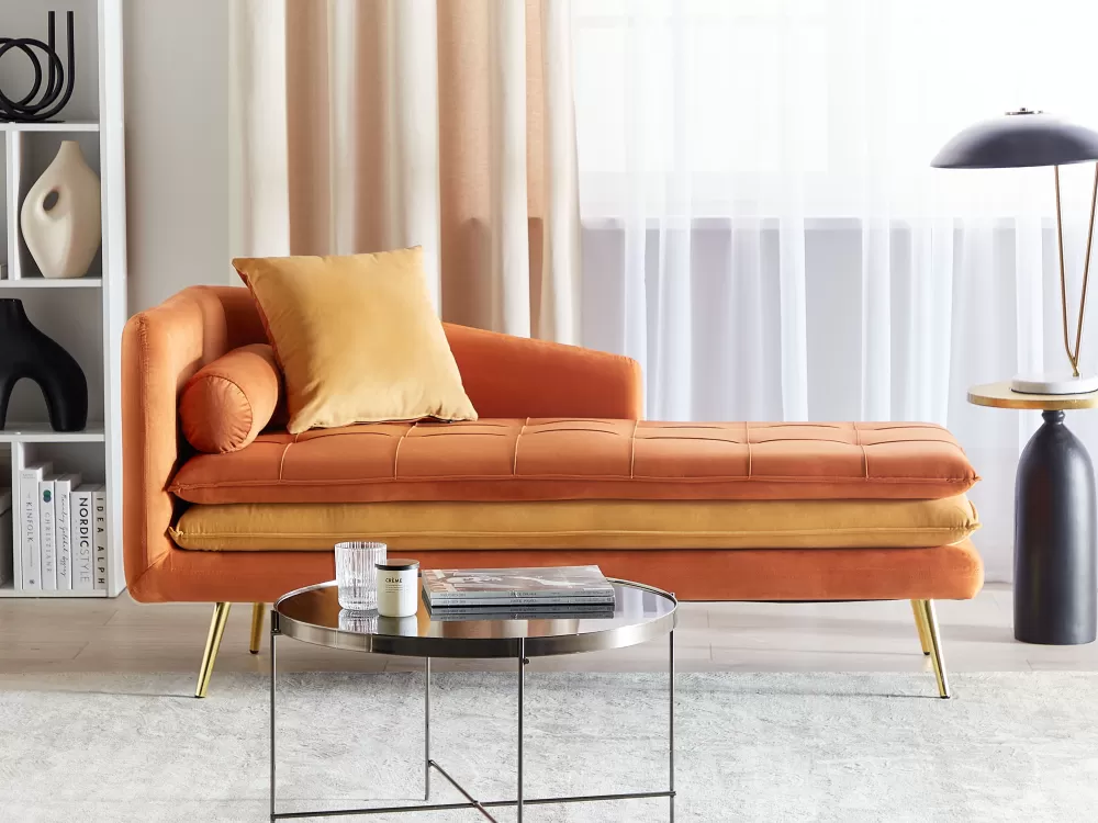 Divano angolare sinistro in velluto Beliani - Tonalità arancione Gonesse, comfort premium a prezzo accessibile