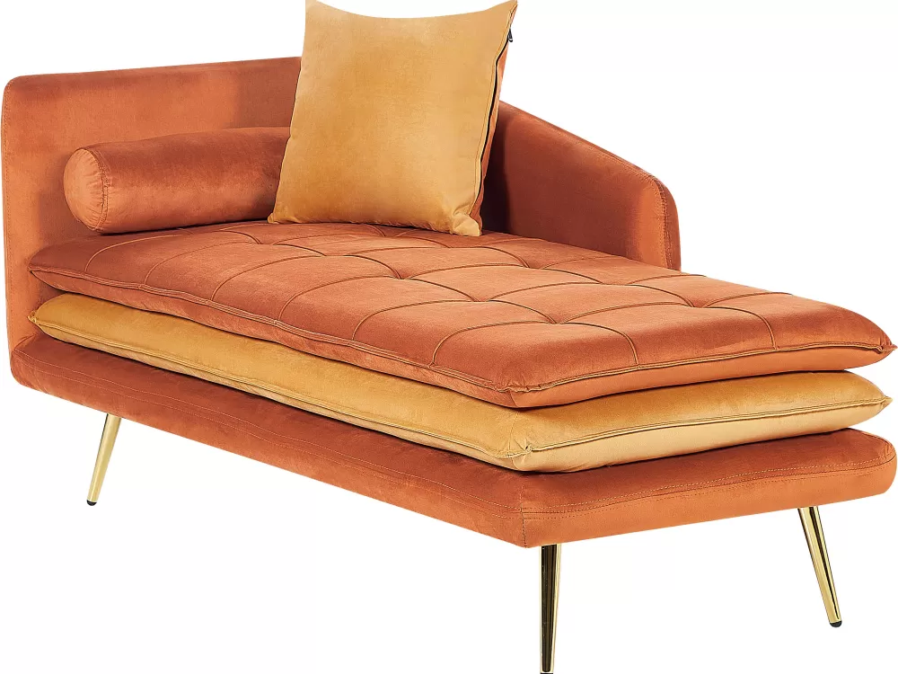 Divano angolare sinistro in velluto Beliani - Tonalità arancione Gonesse, comfort premium a prezzo accessibile