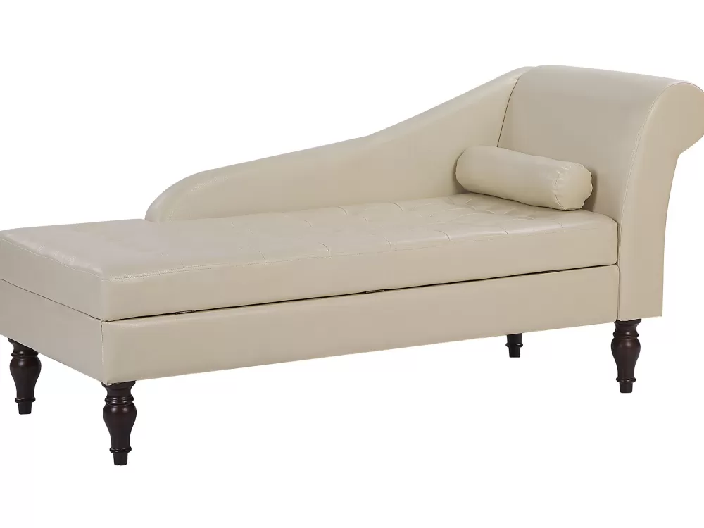 Divano Beliani con contenitore integrato in ecopelle beige chiaro - Design pratico e moderno linea Pessac
