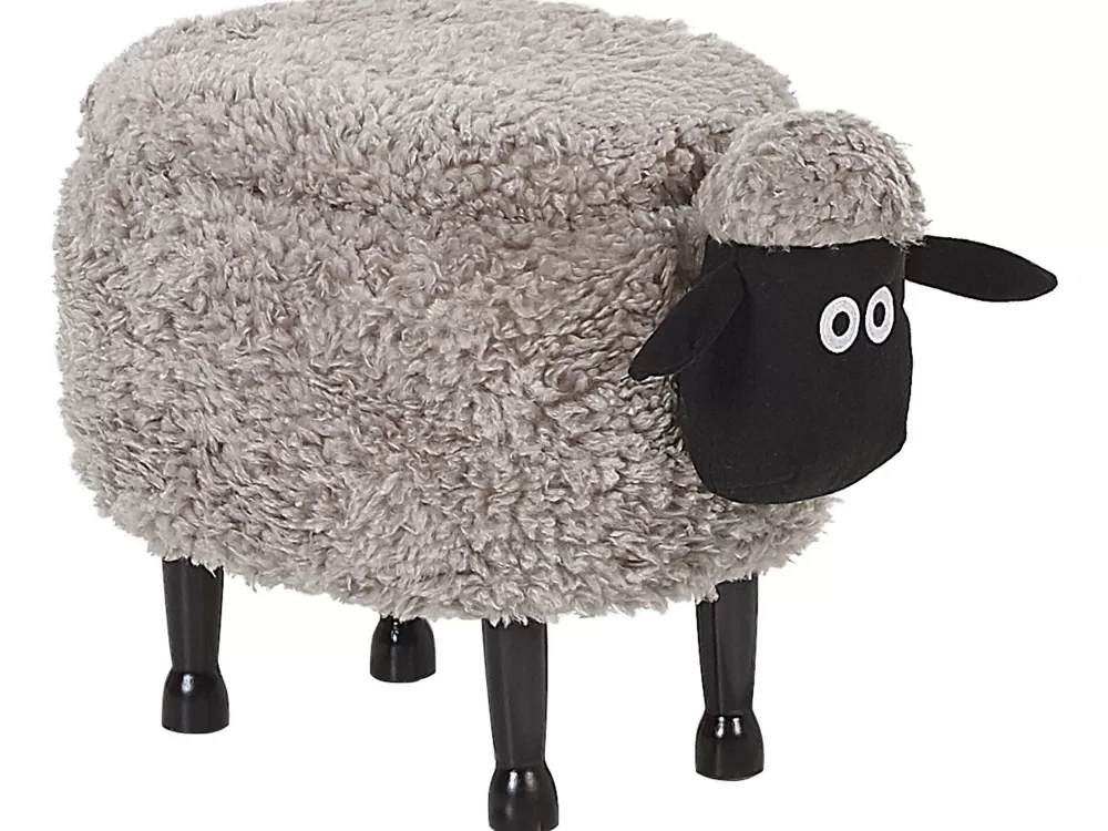 Beliani Sedia per Bambini a Forma di Pecora con Vano Contenitore, Grigio 55x35 cm - Design Moderno in Tessuto Durevole