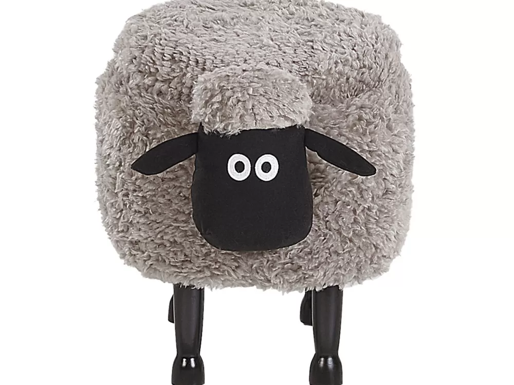 Beliani Sedia per Bambini a Forma di Pecora con Vano Contenitore, Grigio 55x35 cm - Design Moderno in Tessuto Durevole