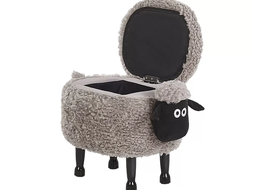 Beliani Sedia per Bambini a Forma di Pecora con Vano Contenitore, Grigio 55x35 cm - Design Moderno in Tessuto Durevole