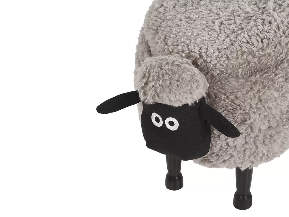 Beliani Sedia per Bambini a Forma di Pecora con Vano Contenitore, Grigio 55x35 cm - Design Moderno in Tessuto Durevole