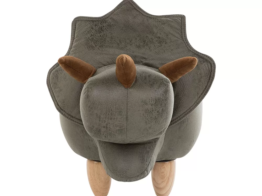 Beliani Sgabello Organizer in Tessuto Verde Antracite per Animali - Pouf Portaoggetti 92x42 cm Stile Triceratopo
