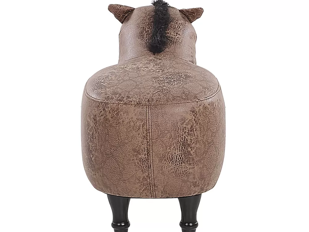 Beliani Sgabello Morbido a Forma di Cavallo per Bambini - Design Accogliente in Tonalità Marrone Naturale, Ideale per Camerette