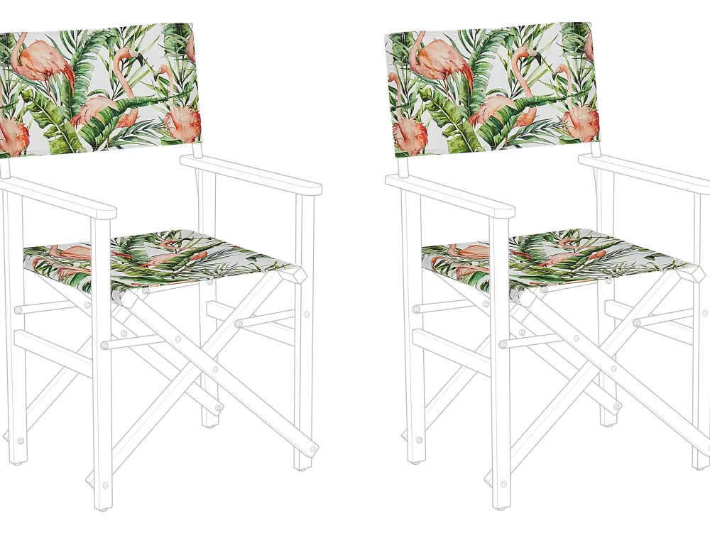 Beliani Set di 2 Rivestimenti per Sedie Estive con Design Flamingo Tropicale - Cine Collection, Tessuto Sostituibile per Arredo Giardino