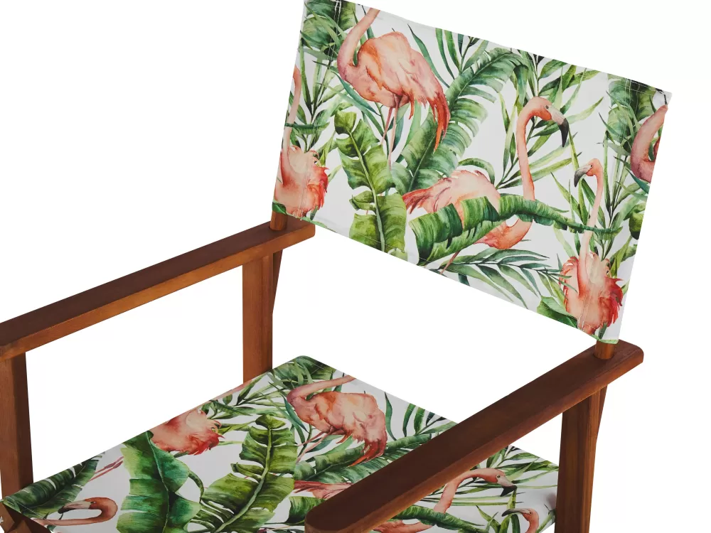 Beliani Set di 2 Rivestimenti per Sedie Estive con Design Flamingo Tropicale - Cine Collection, Tessuto Sostituibile per Arredo Giardino