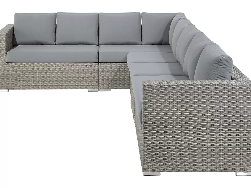 Beliani Set Divano da Esterno 8 Posti in Grigio Extra Large, Tessuto Antimuffa - Conveniente