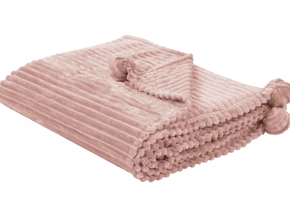Coperta Morbida Beliani Kaweri 150x200 cm in Tonalità Rosa Chiaro - Ideale per Camera da Letto 

（：，，，，。）