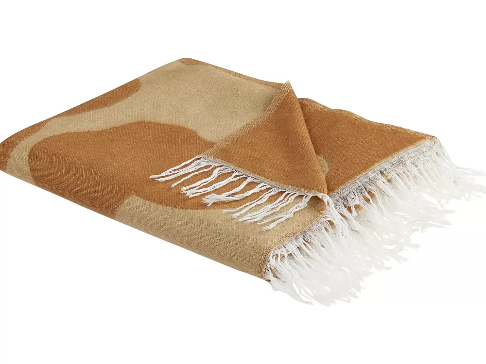 Beliani Coperta in Pile Beige e Arancione 130x170 cm - Bangre, Calda e Accogliente con Design Moderno