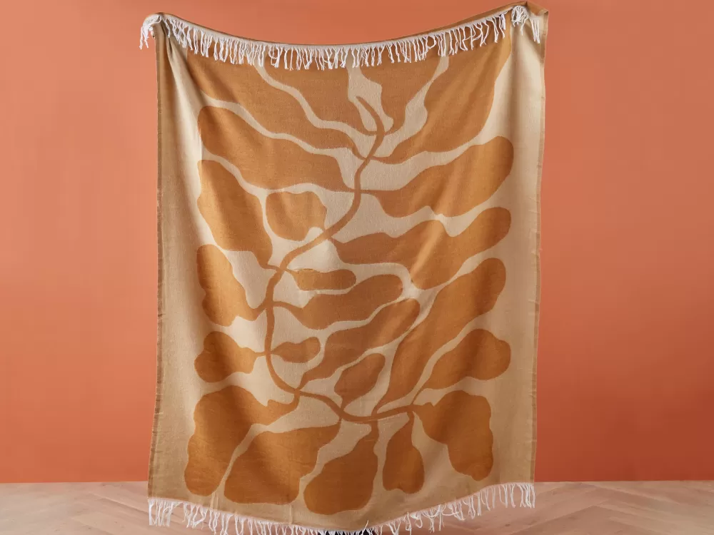 Beliani Coperta in Pile Beige e Arancione 130x170 cm - Bangre, Calda e Accogliente con Design Moderno