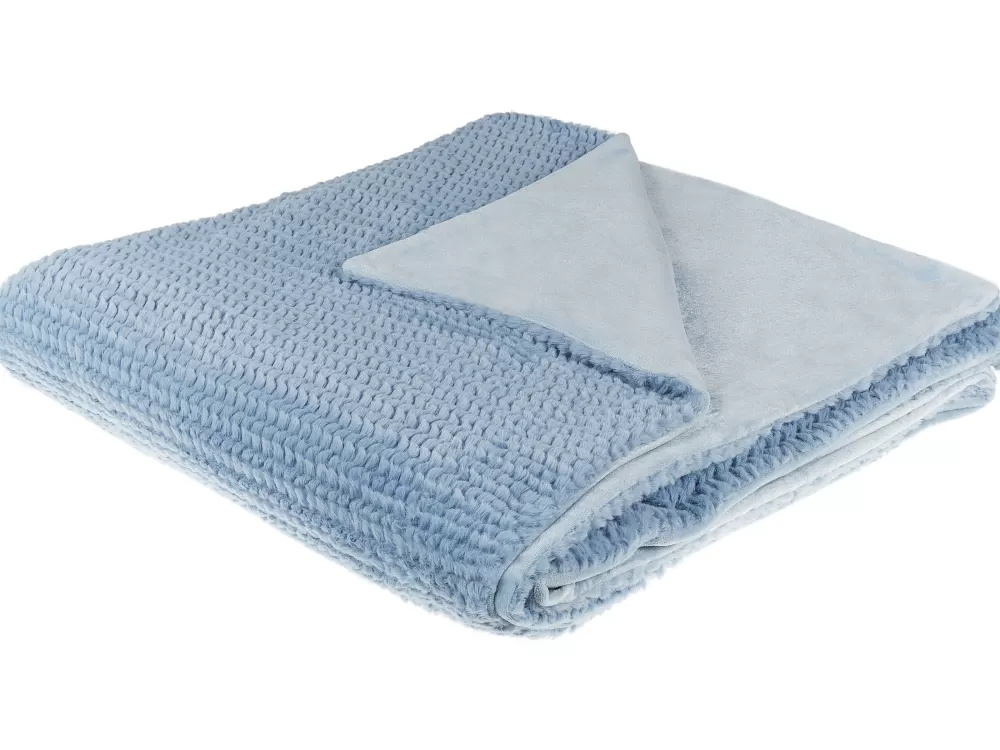 Beliani Coperta in Feltro Blu 200x220 - Coperta Termica Morbida per Interni, Design Scandinavo Minimalista per Soggiorno o Camera da Letto