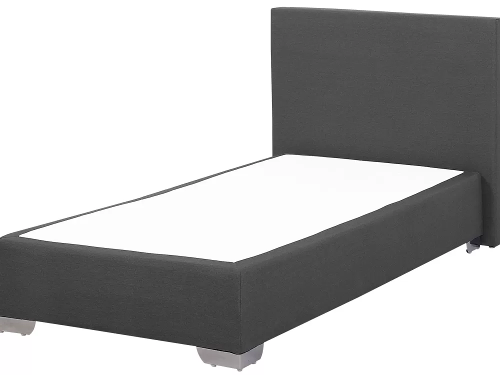 Beliani Letto a doghe Jenkkisanky - Design moderno in tessuto grigio antracite, 90x200 cm, struttura resistente - Linea President 

（：，）
