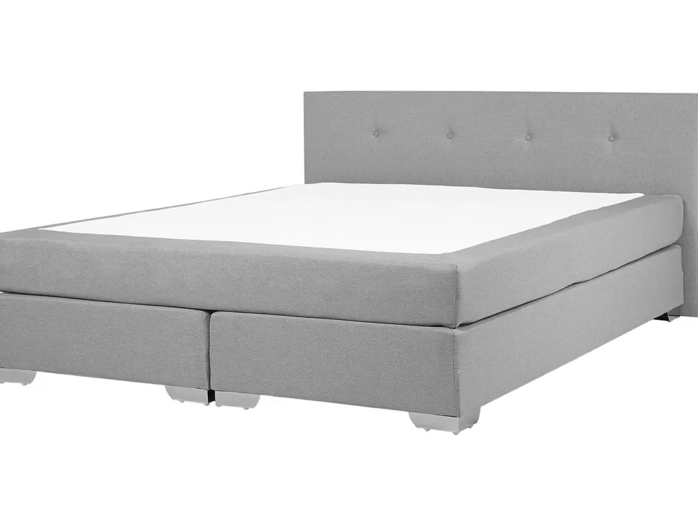 Letto Beliani in Tessuto Grigio Chiaro con Struttura Stile Americano, 180x200 cm, Design Moderno per Camera da Letto Accogliente