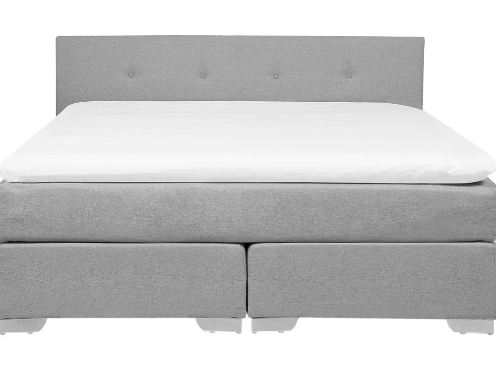 Letto Beliani in Tessuto Grigio Chiaro con Struttura Stile Americano, 180x200 cm, Design Moderno per Camera da Letto Accogliente