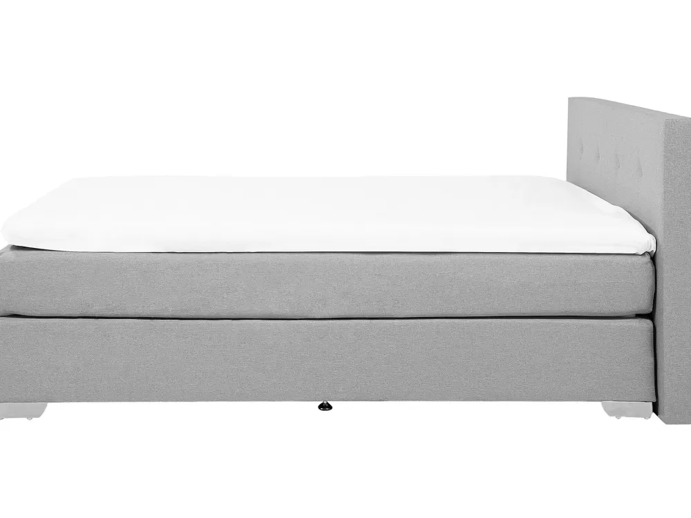 Letto Beliani in Tessuto Grigio Chiaro con Struttura Stile Americano, 180x200 cm, Design Moderno per Camera da Letto Accogliente