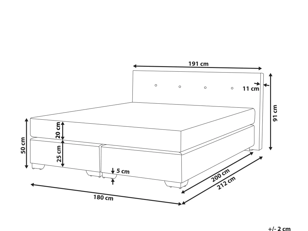 Letto Beliani in Tessuto Grigio Chiaro con Struttura Stile Americano, 180x200 cm, Design Moderno per Camera da Letto Accogliente