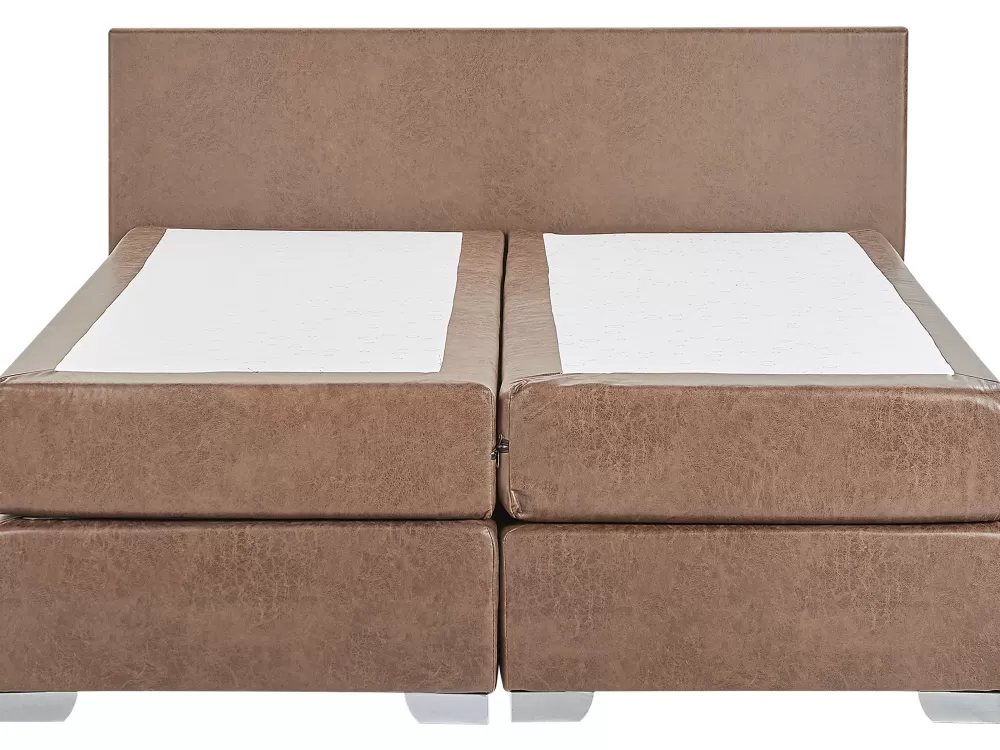 Beliani Divano Letto Stile Americano in Ecopelle Marrone, 160x200 cm - Modello President con Rivestimento Resistente