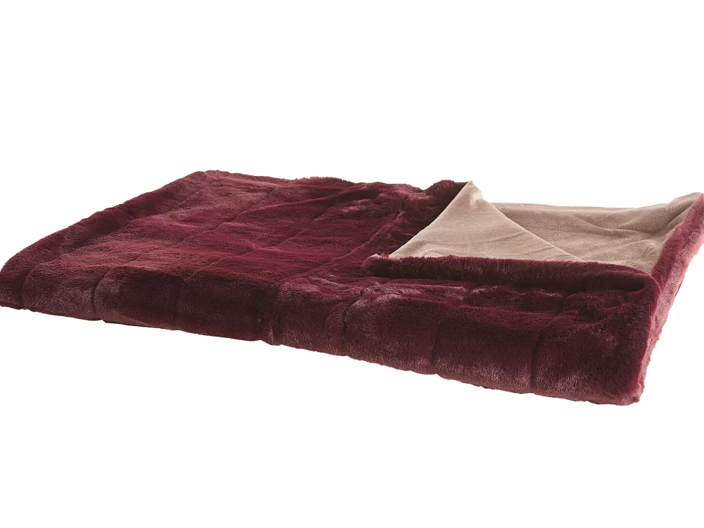 Coperta Morbida Doppia Faccia Bordeaux 220x180 cm - Beliani Design Avvolgente per Soggiorno o Camera da Letto, Tantan Collection - Lusso in Peluche con Confezione Elegante