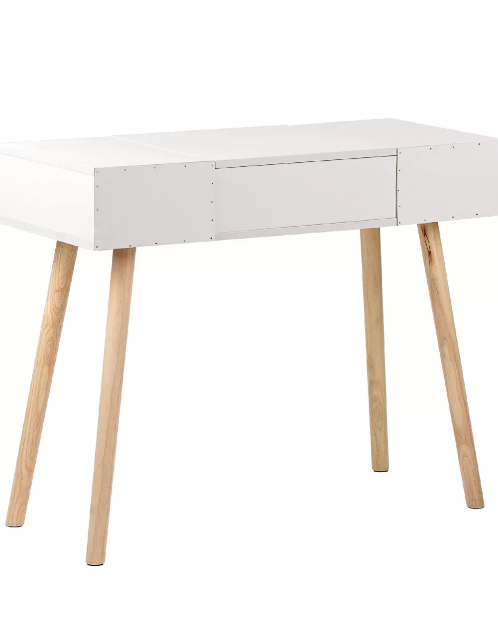 Brioude Toilette con Specchio Moderna, 2 Cassetti e Panchetta Accompagnatoria - Set Completo in Bianco Lucido