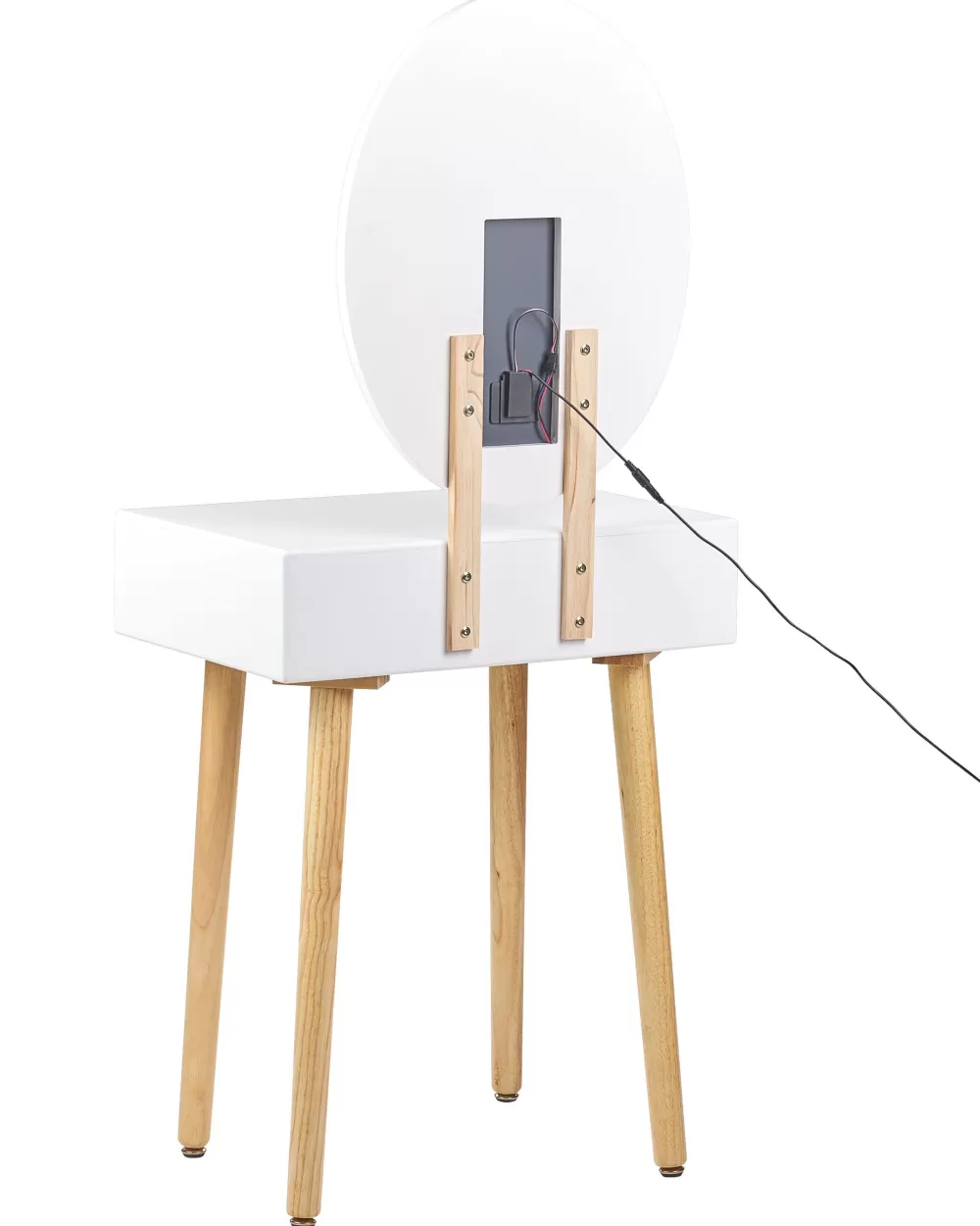 Elegante Set Toilette con Specchio LED Illuminato, Cassetto Integrato e Sgabello Accompagnatore - Combinazione Bianco Grigio