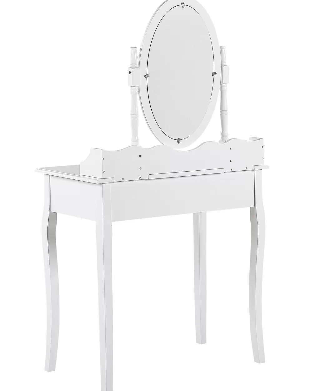 Elegante set toeletta con specchio, cassetto integrato e sgabello coordinato - Bianco Soleil by Beliani