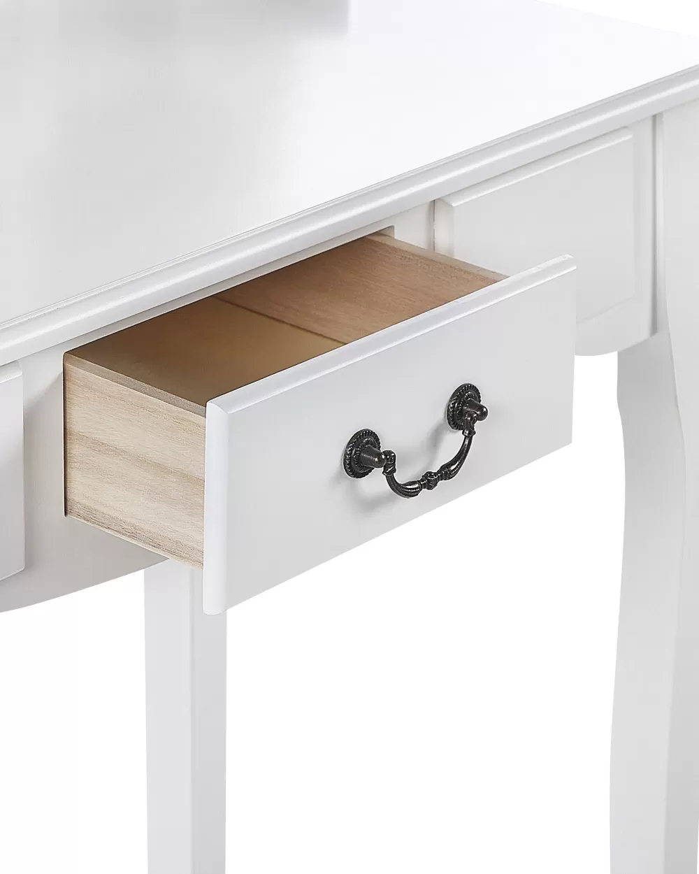 Elegante set toeletta con specchio, cassetto integrato e sgabello coordinato - Bianco Soleil by Beliani