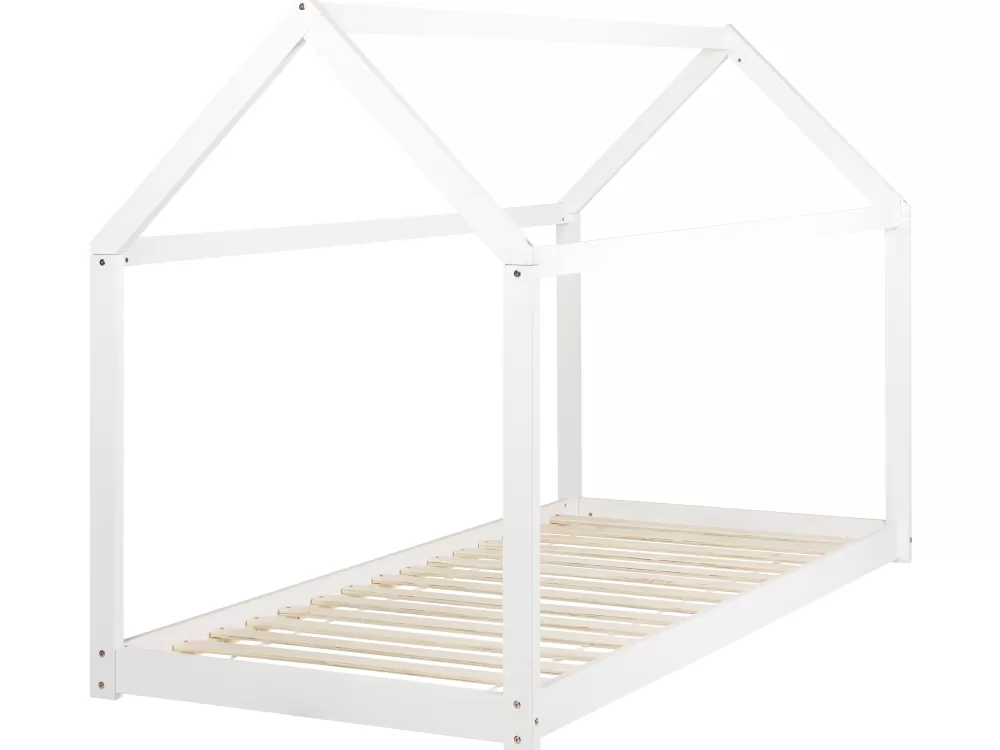 Beliani Letto Matrimoniale in Legno Massello Bianco Tosse, Design Moderno e Confortevole, 90x200 cm