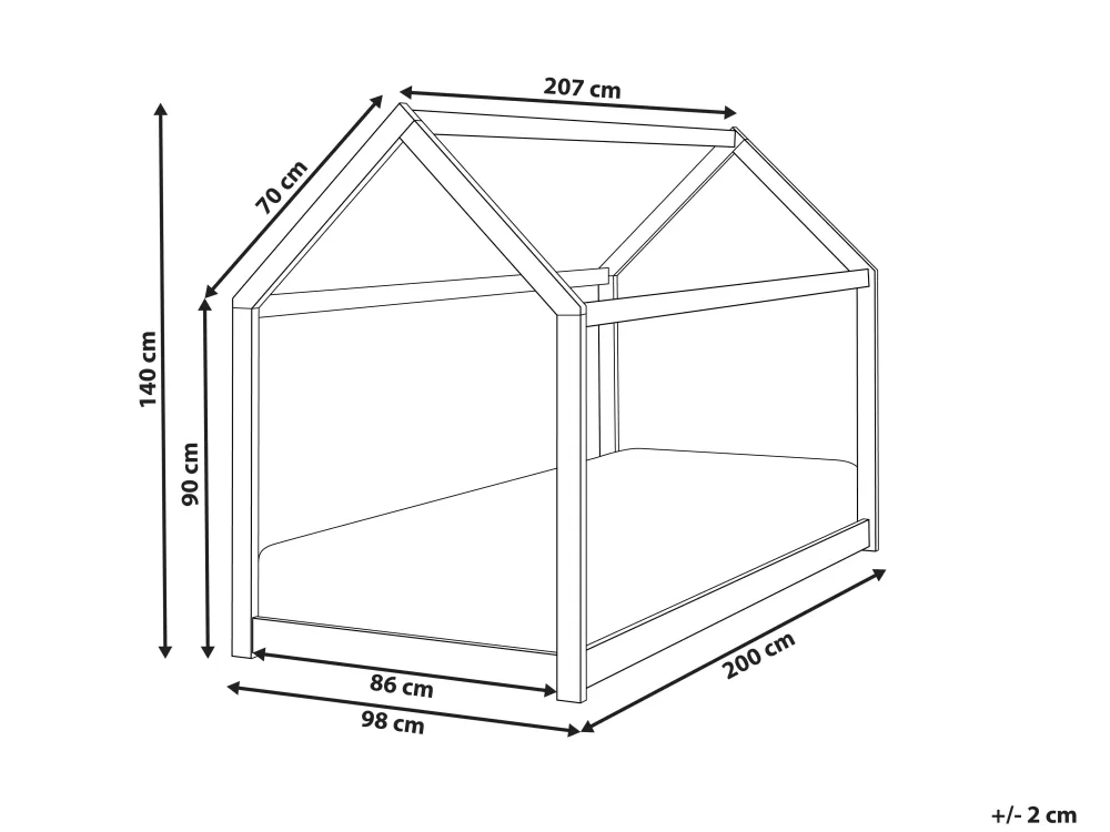 Beliani Letto Matrimoniale in Legno Massello Bianco Tosse, Design Moderno e Confortevole, 90x200 cm