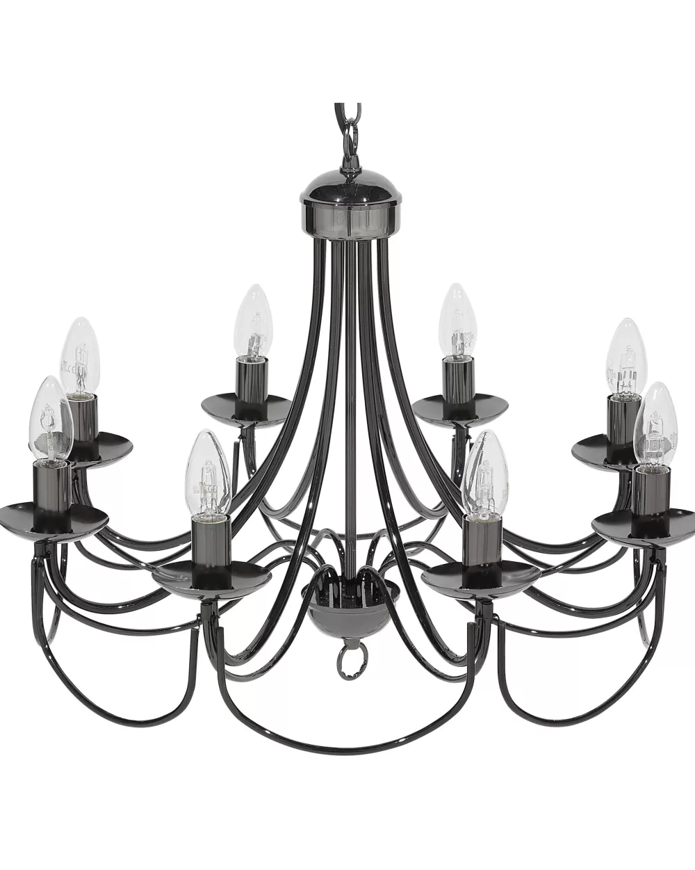 Beliani - Lampadario Moderno a 8 Luci con Sospensione in Metallo Nero Opaco, Design Elegante per Interni Contemporanei