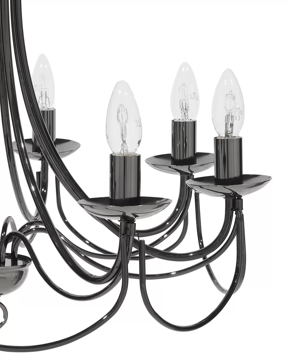 Beliani - Lampadario Moderno a 8 Luci con Sospensione in Metallo Nero Opaco, Design Elegante per Interni Contemporanei