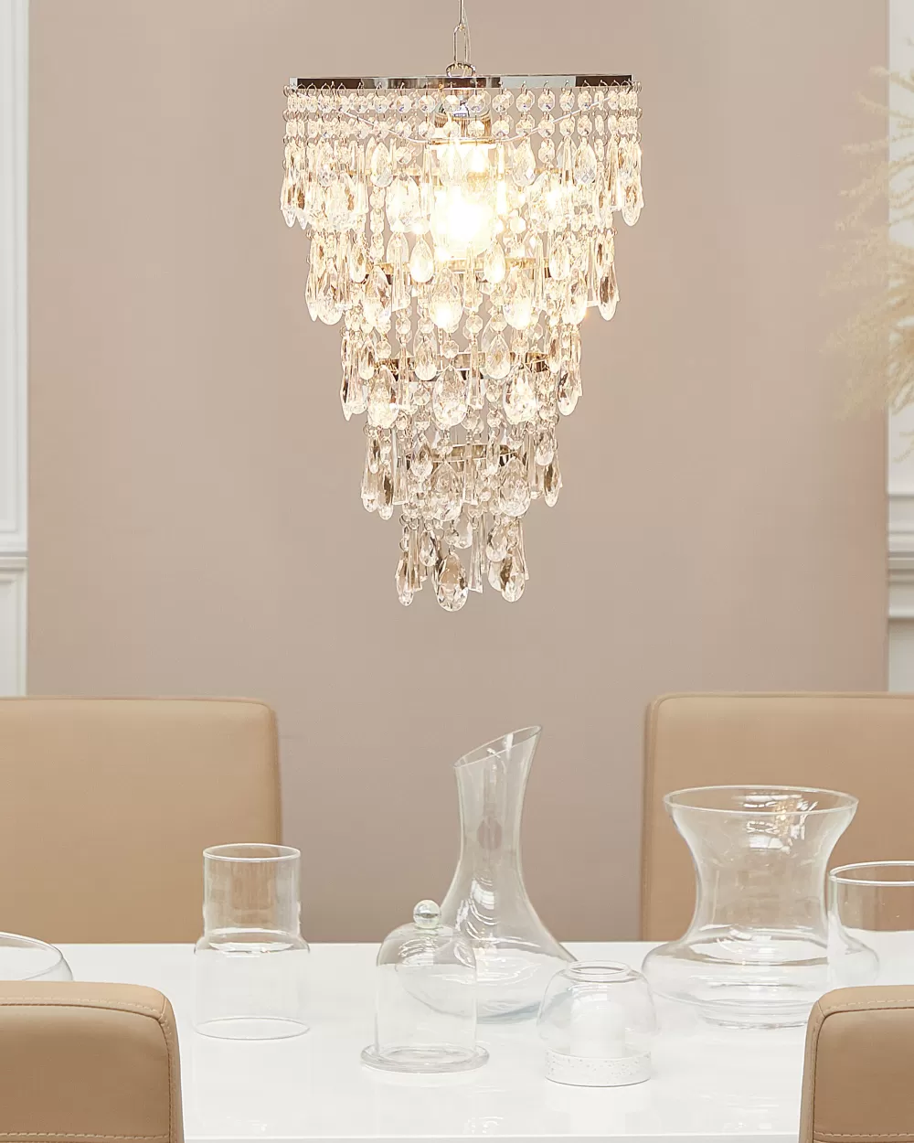 Lampadario a Sospensione Beliani Entwash in Ferro Verniciato Argento - Design Moderno e Lucente