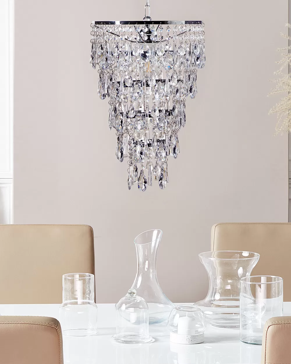 Lampadario a Sospensione Beliani Entwash in Ferro Verniciato Argento - Design Moderno e Lucente
