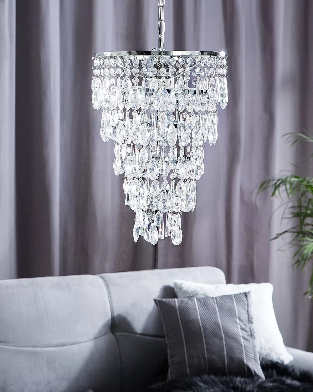 Lampadario a Sospensione Beliani Entwash in Ferro Verniciato Argento - Design Moderno e Lucente
