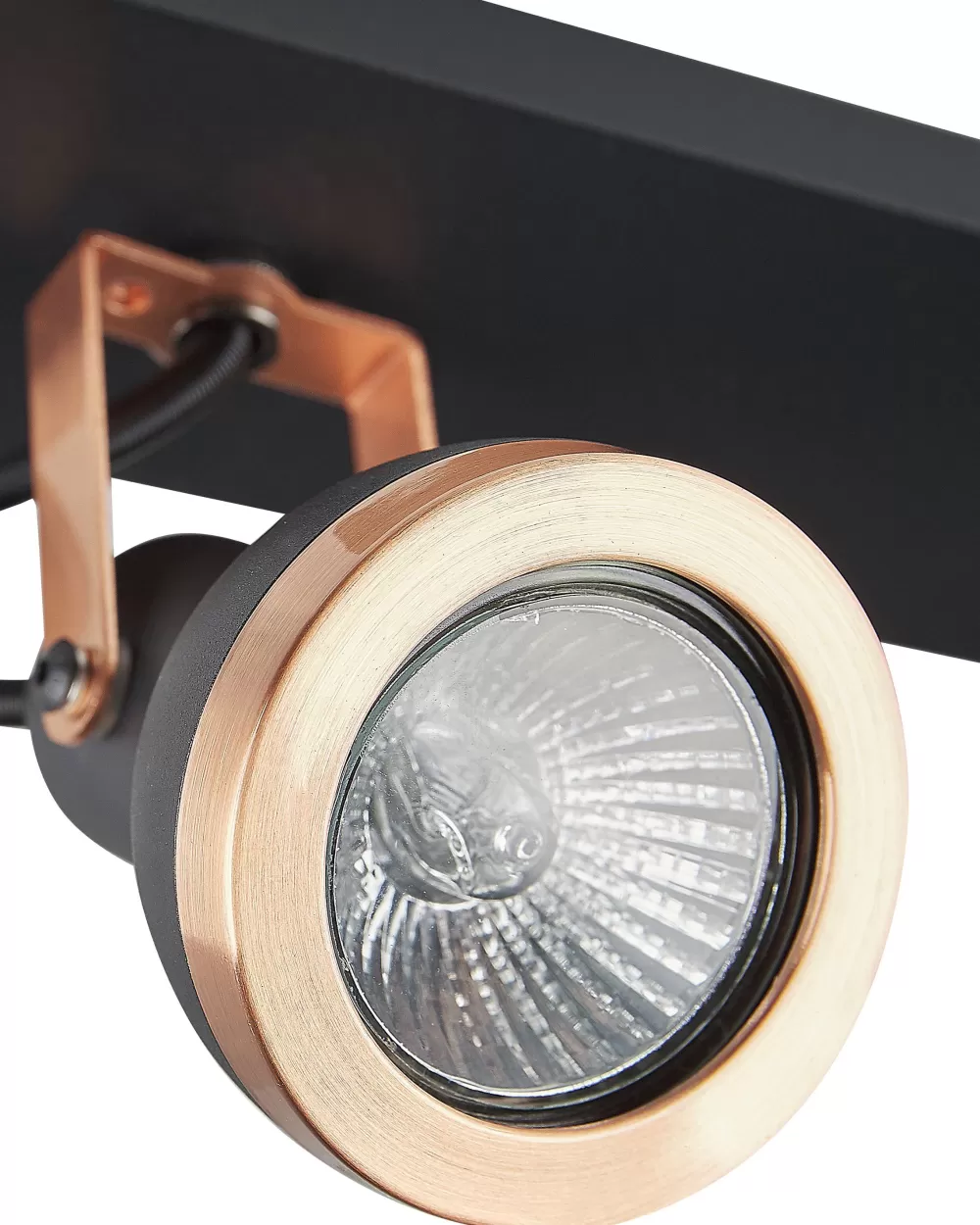 Lampadario Beliani a Sospensione con 2 Luci - Design Industriale in Ferro con Finiture Rame e Nero